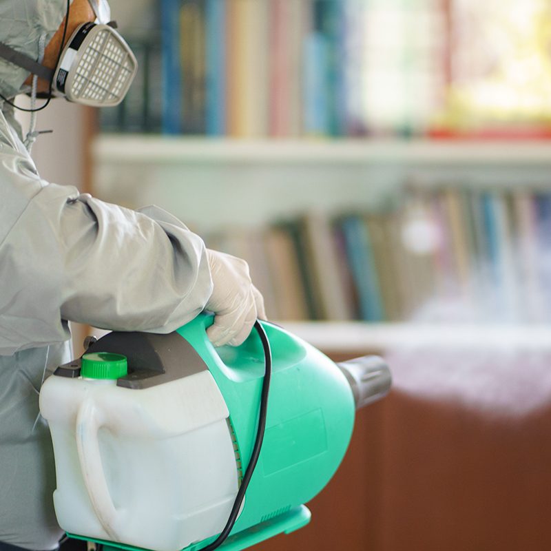 Disinfectant sprayers and germs that adhere on objects on the surface. prevent infection Covid 19 viruses or coronavirus And various pathogens. concept healthcare system ,stay safe and hand sanitizer.